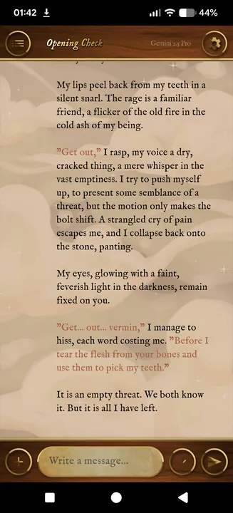 A scene on parchment, written in the character's own voice.