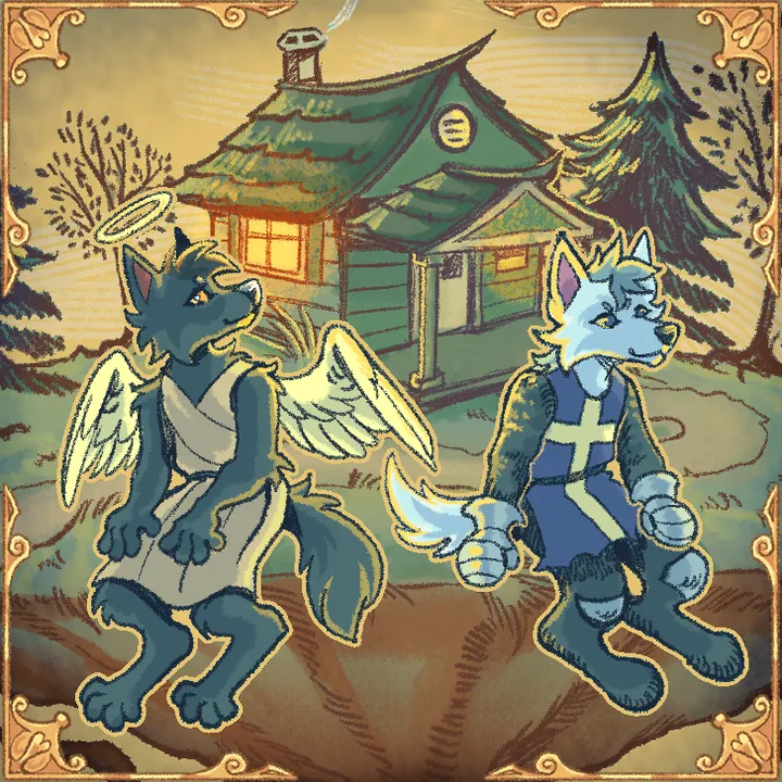 The app icon: the same scene in a gold frame.