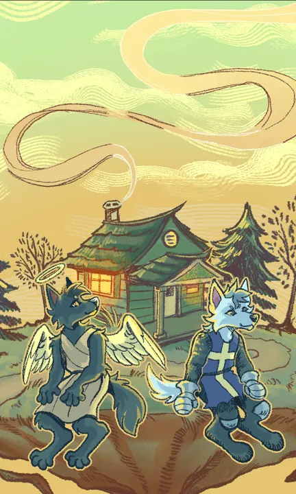 The key art in portrait, as the app's loading screen on a phone.